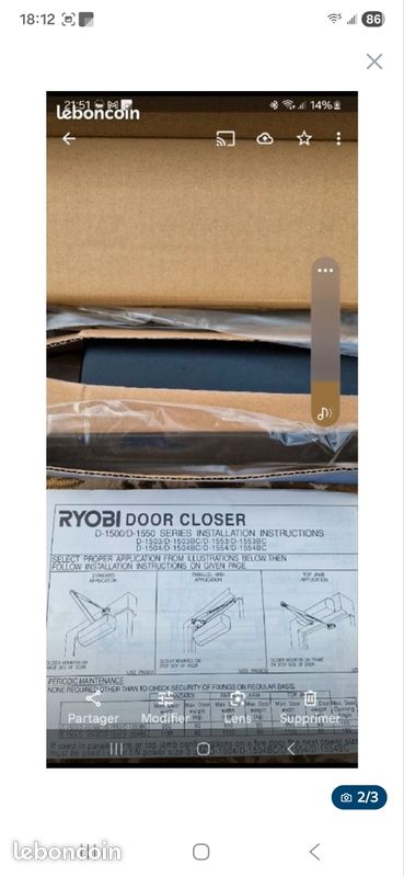 Ferme-porte RYOBI Série D-1500 / D-1550 - Neuf (image 2)