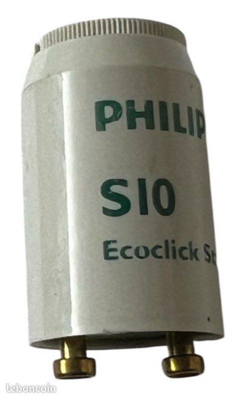 Starters Philips S10 - Lot De 2 | Pour Tubes Fluorescents 4-65W, 230V