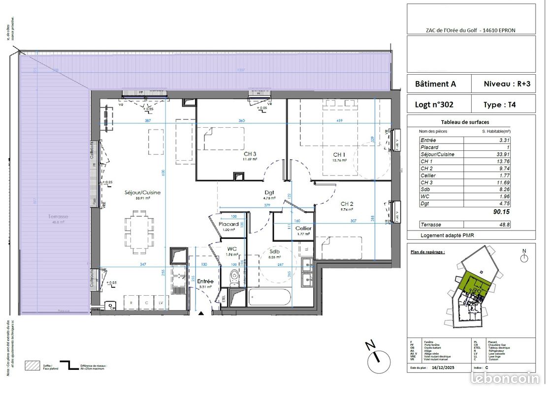 Appartement 5 pièces 90 m² · à Épron · 90 m² · 428 900 €