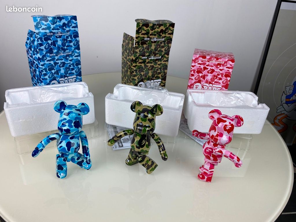 Lot Set of Bearbrick BAPE A BATHING APE ABC CAMO GREEN VERT PINK