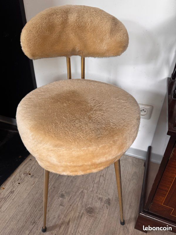 Chaise dorée capitonnée ancienne vintage (image 2)