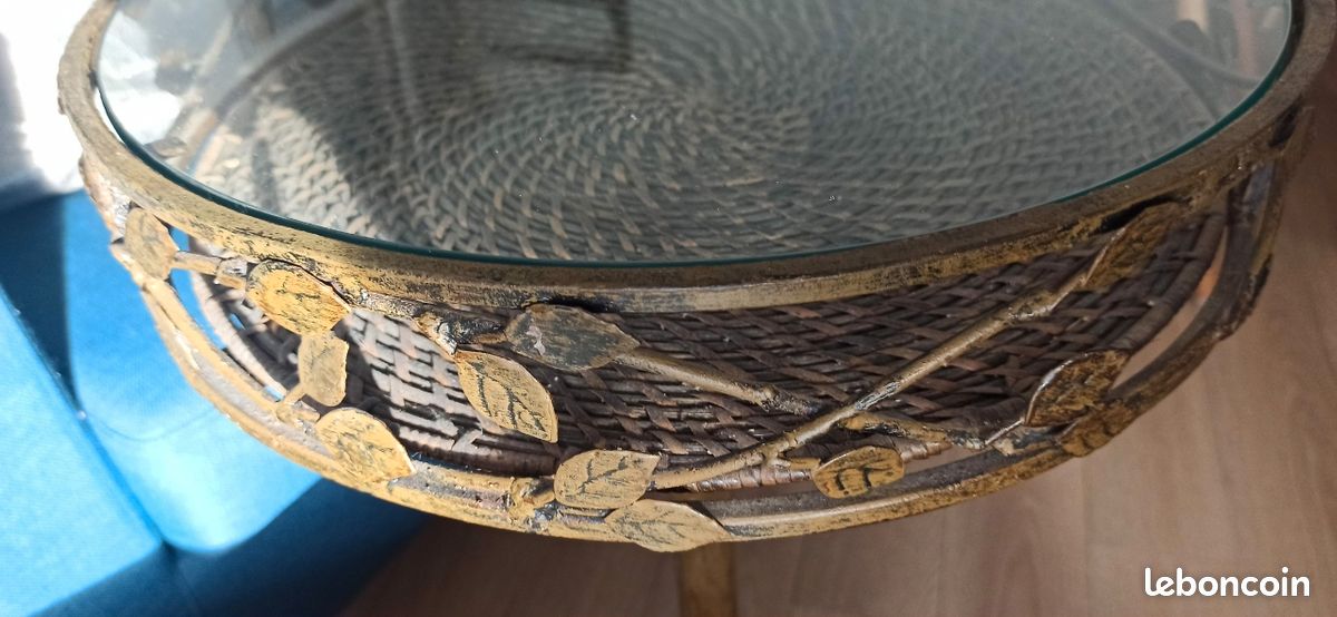 Guéridon, scelette, petite table ronde en metal fer forgé vieilli (image 6)