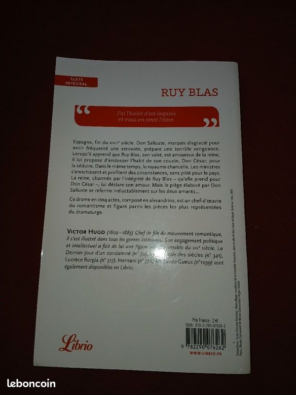 Livre ruy blas de Victor Hugo (image 2)