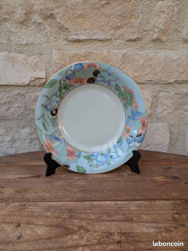 Assiette creuse en porcelaine Haviland Limoges France modèle Madoura 18.5cm - Vaisselle ancienne vintage (image 1)