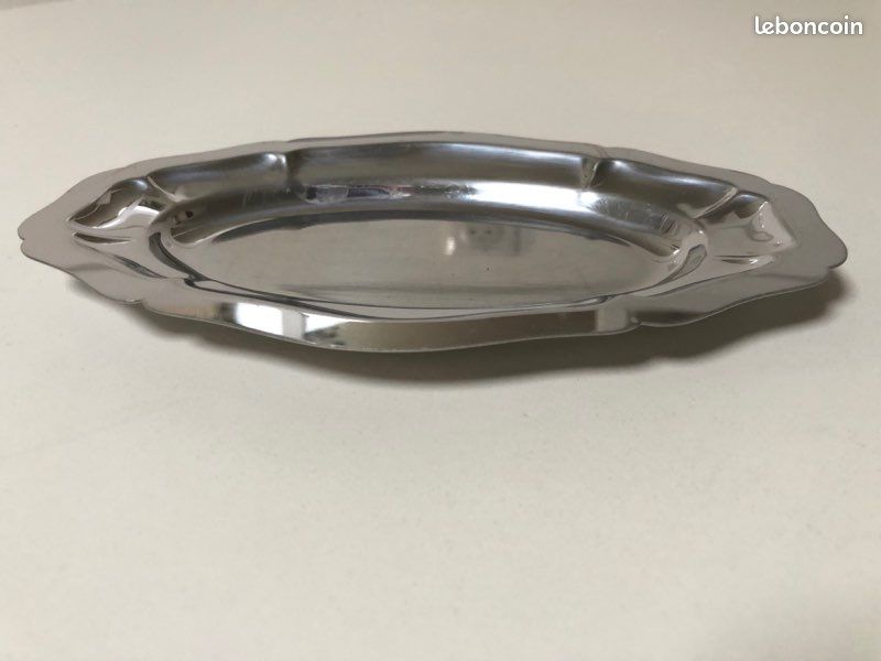 Plat De Service Vintage En Inox 20x12.5cm - Fabrication Française Années 60-70