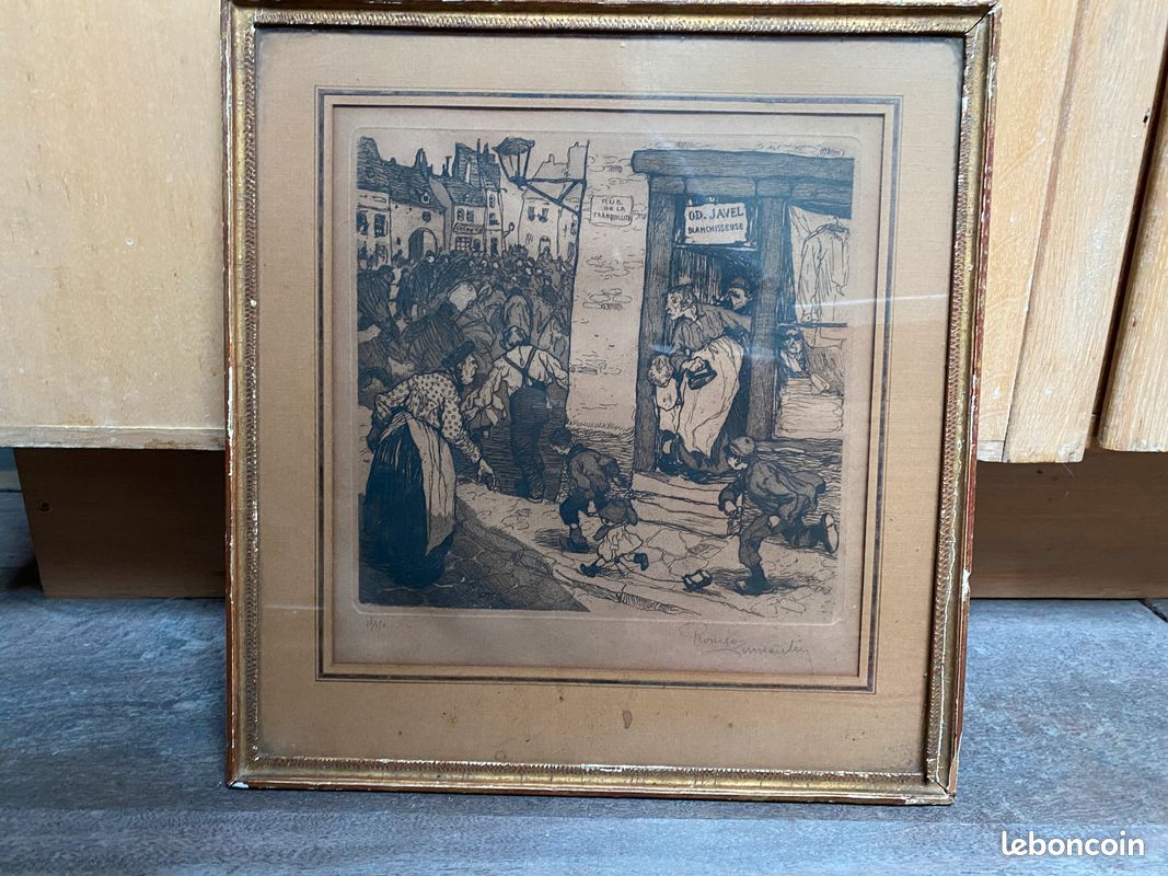 Roméo Dumoulin tableau gravure " Rue de la tranquillité " signé numéroté (image 1)