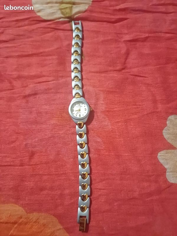 Montre Femme Kelia - Boîtier Plaqué Or, Bracelet Cuir Marron - Mouvement Quartz - Occasion Très Bon état Fonctionnelle