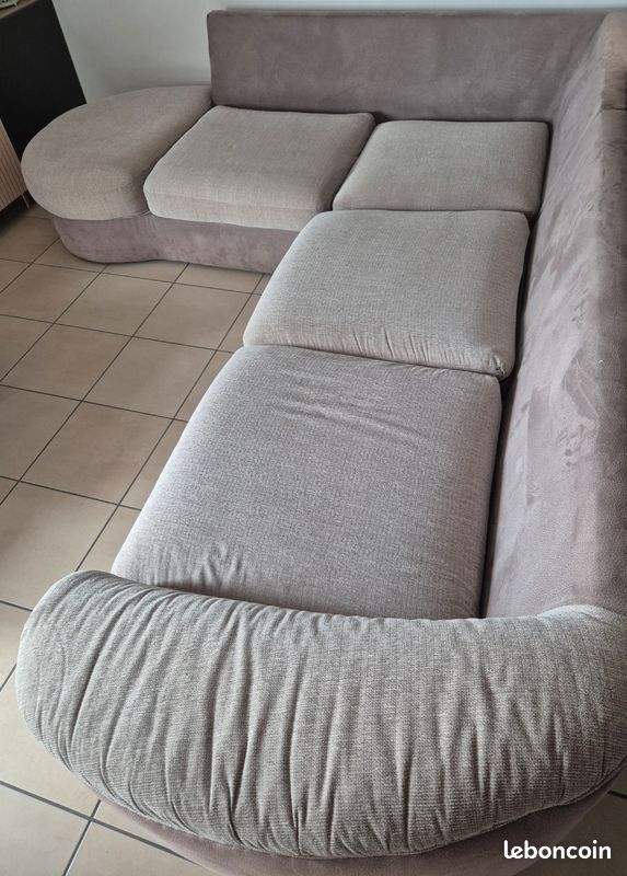 Canapé d'angle 5 places taupe/beige 280 x 235 cm – Très confortable et Très bon état (image 3)