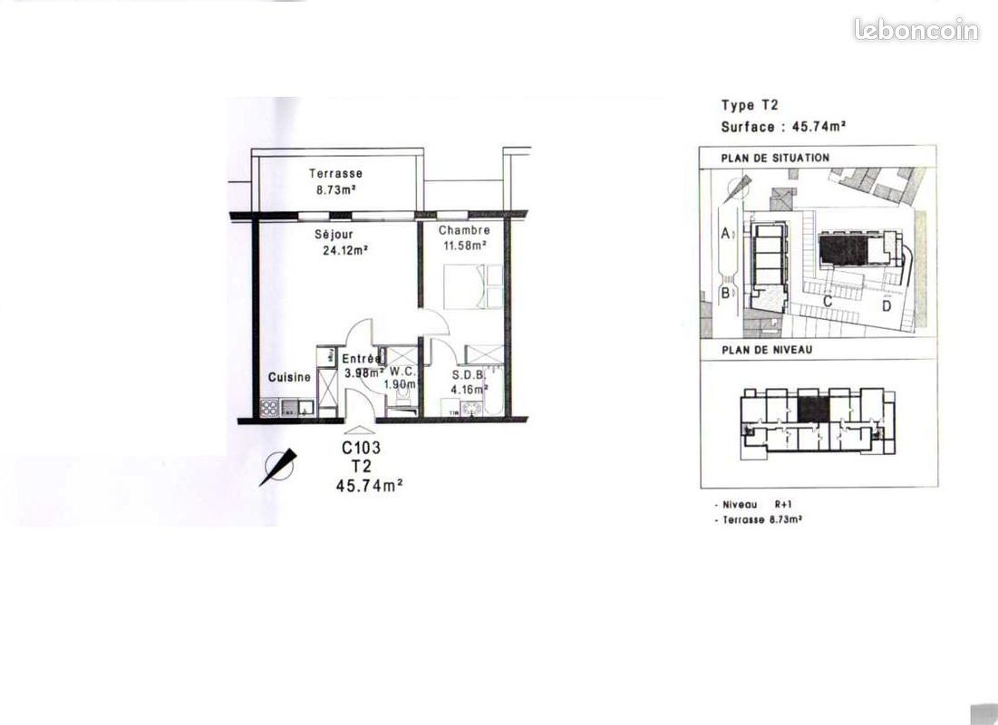 Appartement 2 pièces 46 m² · à Hénin-Beaumont · 45,8 m² · 560 €