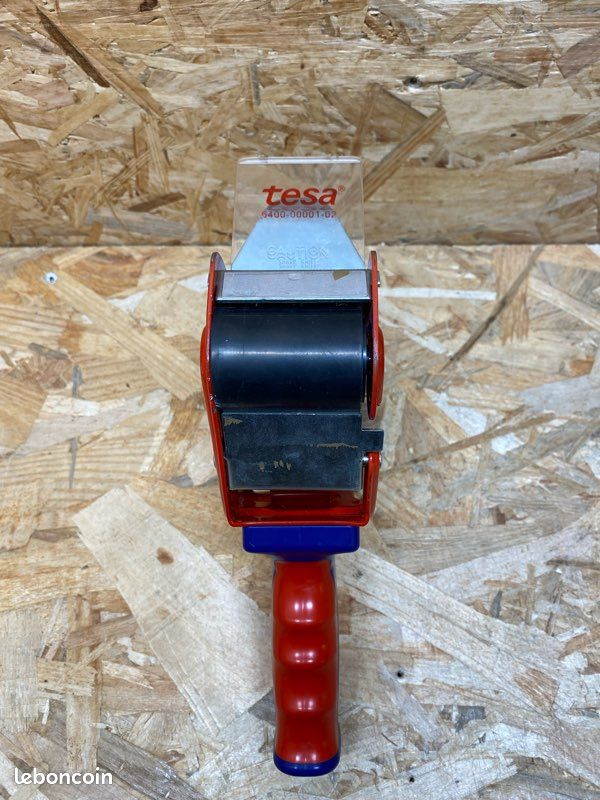 Tesa Dévidoir Manuel Economy - Dérouleur Robuste Pour Rubans D'Emballage Jusqu'à 50mm - Bleu Rouge - Qualité Professionnelle