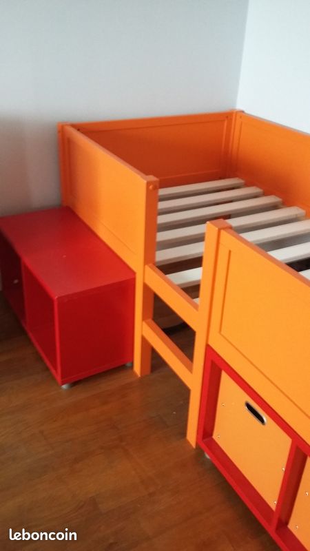 A vendre lit 90 140 avec casiers de rangement (image 1)