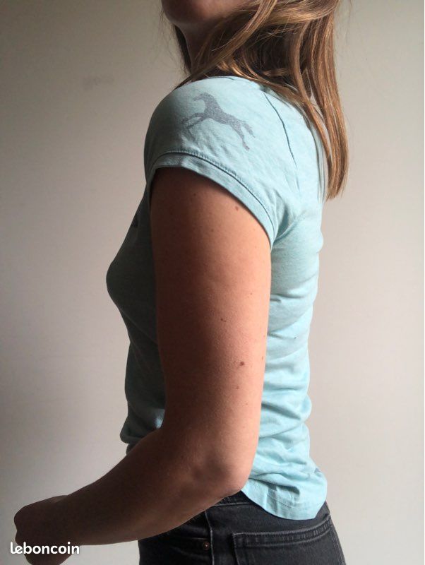 T-shirt envolée de chevaux turquoise T38 (image 4)