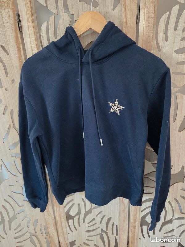 LLECDASEUI Y2k Sweat à capuche surdimensionné en polaire Motif léopard et étoile, Bleu-a, XL