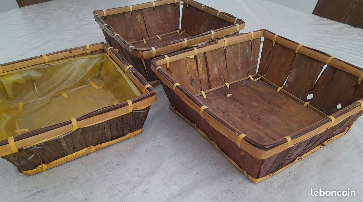 Lot de 6 paniers décoratifs (bois, bambou) (image 2)
