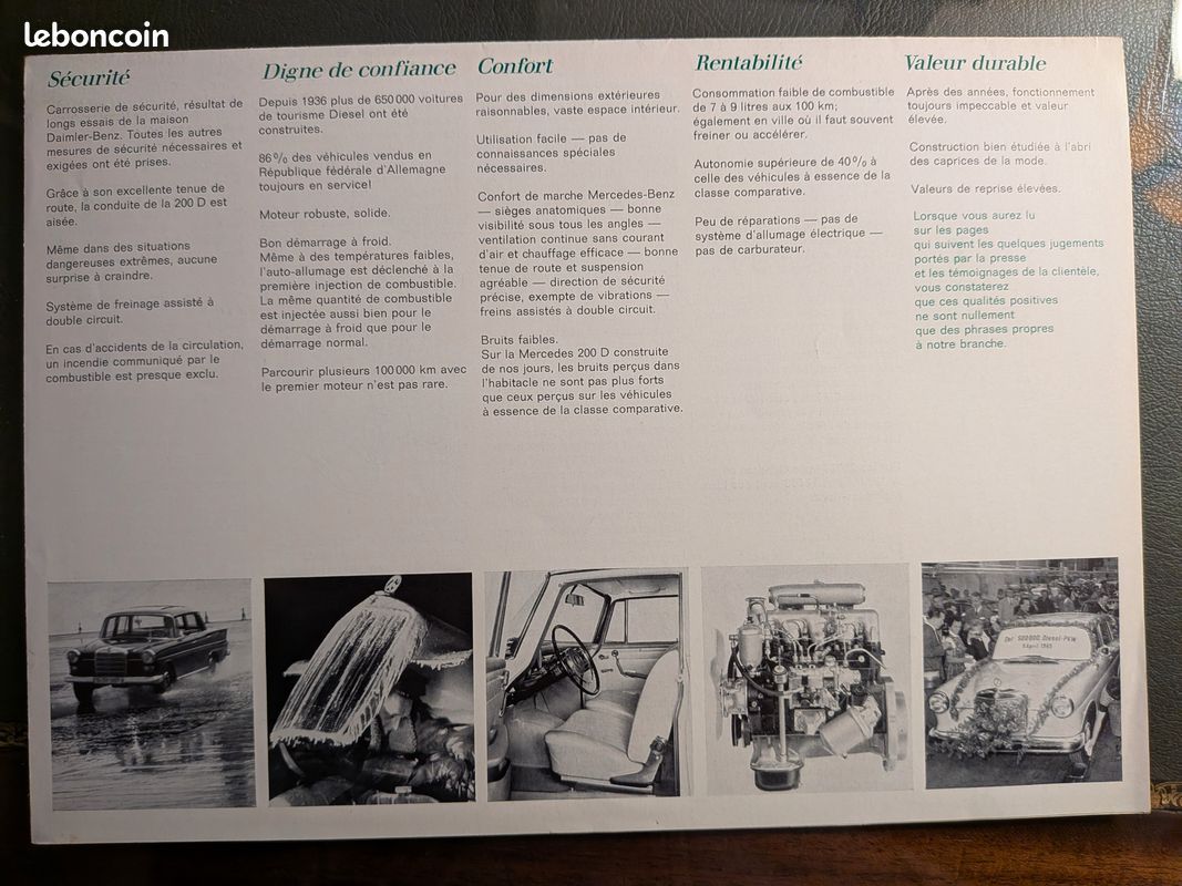 Catalogue Mercédès Benz sur la 200 D (image 3)