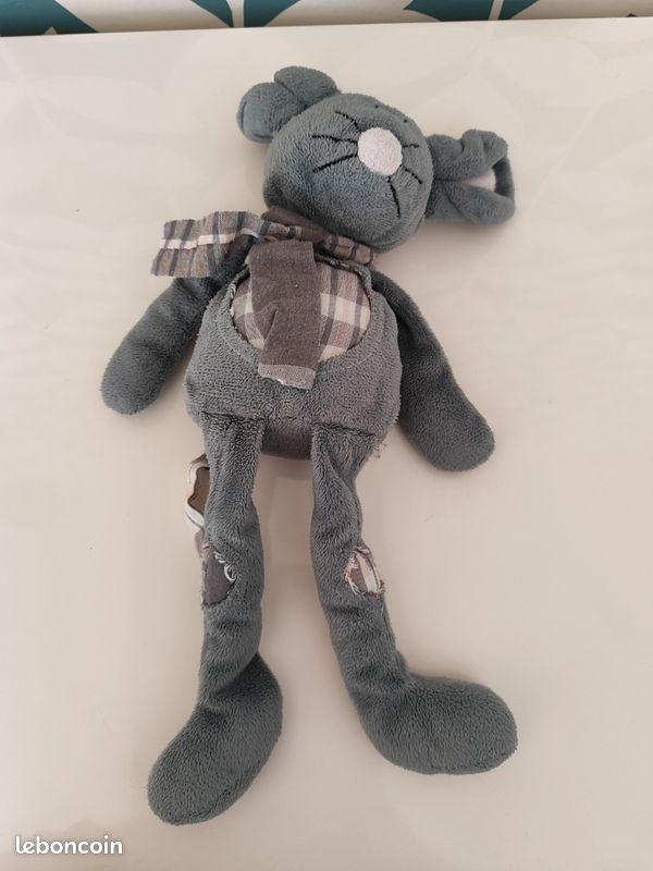 Teddys Rothenburg – Souris Peluche Debout 17 Cm, Gris Et Rose, Douce Et Lavable, Compagnon Idéal Pour Bébés
