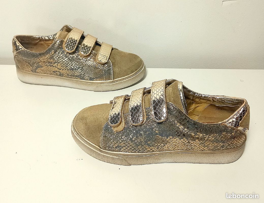 Basket dorées, à scratch, MOOM, pointure 37 Chaussures