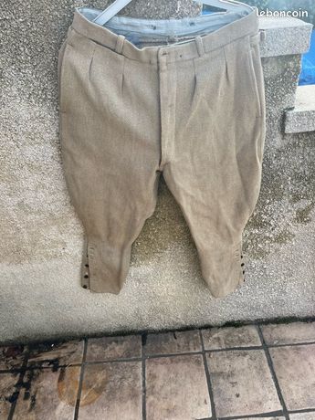 Culotte Vintage Homme Harkaway Beige - Laine, Bouton Mouche, Taille 32 - Fabriqué UK