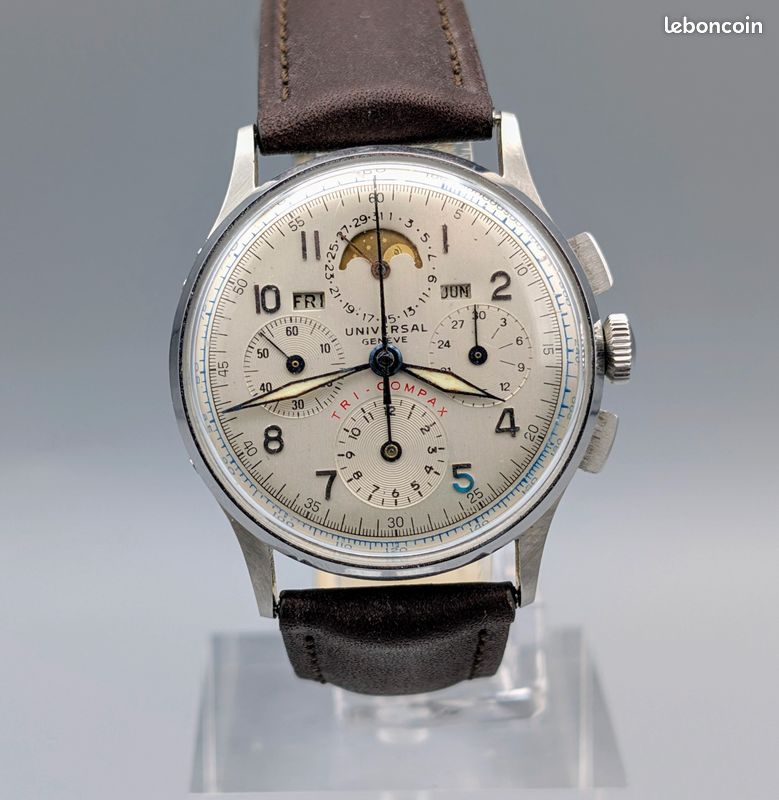 Boîtier Arrière Original Universal Genève Compax/Tri-Compax Vintage - NOS Années 50 - Rare