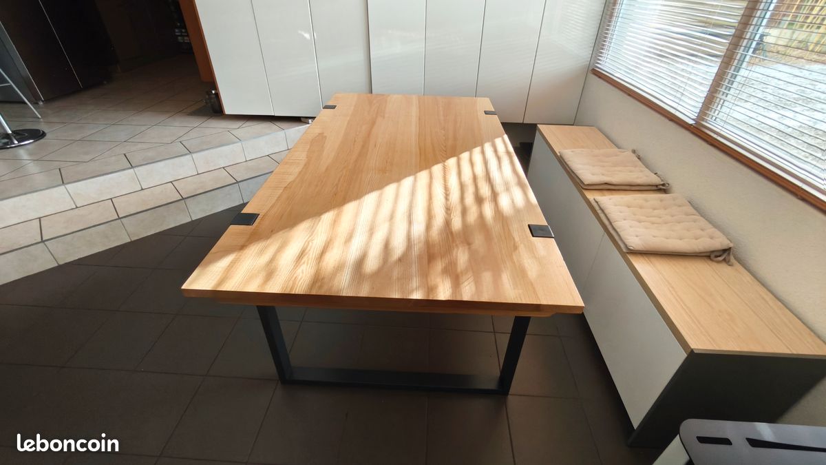 Table de séjour pour salle à manger en Frêne massif - Bois et Métal (image 7)