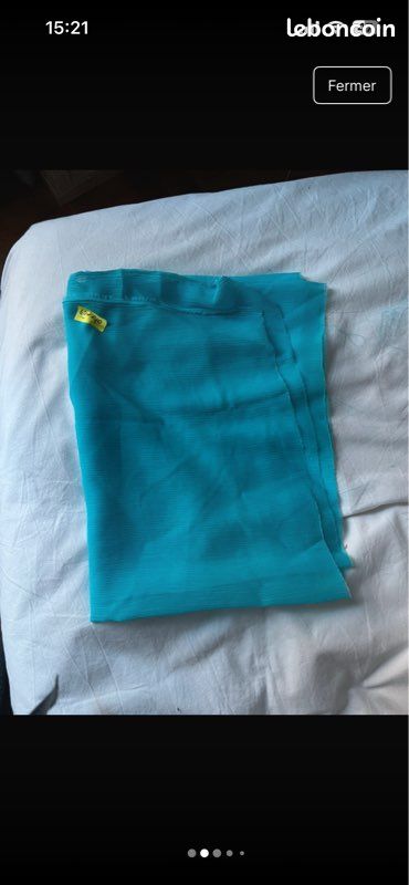 Lot tissus mousseline bleu blanc orange (image 2)