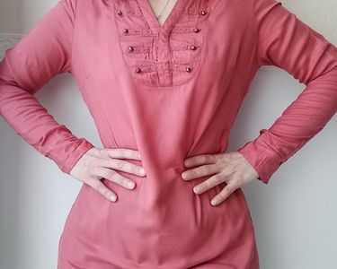 Blouse Femme NIFE Manches Longues - Taille 42, Couleur Corail/orange, Col V - Neuve Avec étiquettes