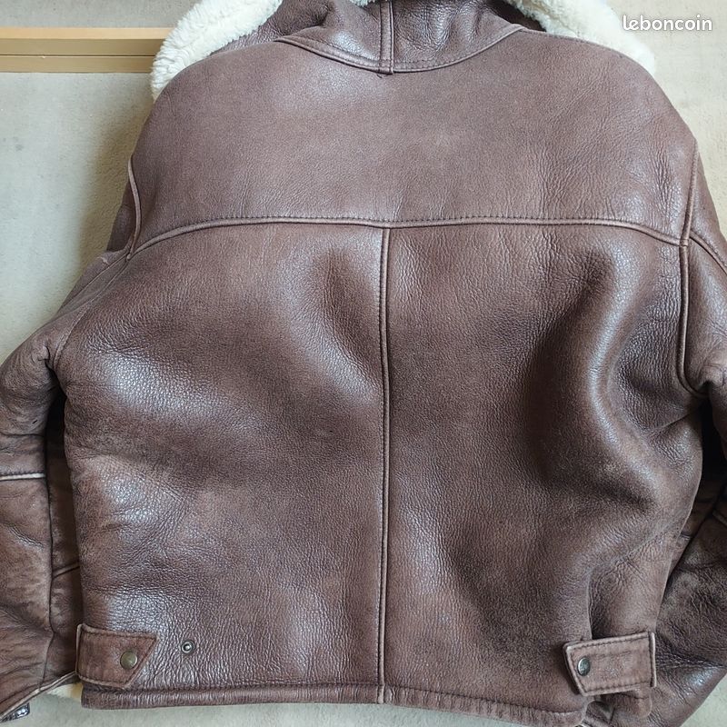 Blouson bombardier cuir peau lainée L (image 3)