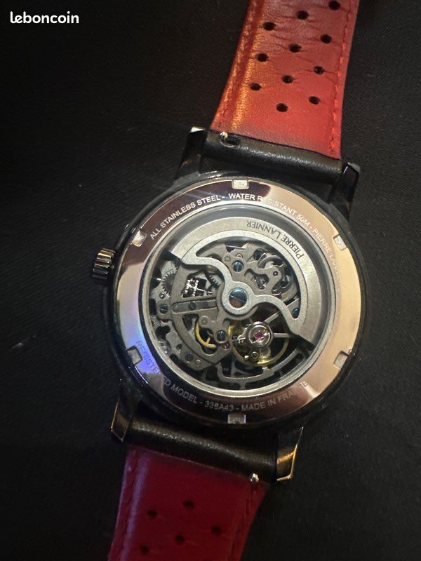 Montre Pierre Lannier Paddock Cuir Perforé Noir 338A433