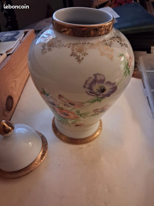 Vase Pot à Gingembre En Céramique Porcelaine Rouge - 20x42cm - Déco Moderne - Neuf