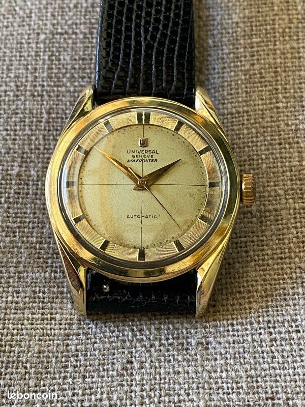 Montre Vintage Universal Genève Polerouter Bumper - Boîtier Acier 37 Mm, Mouvement Automatique 24 Rubis - Années 50