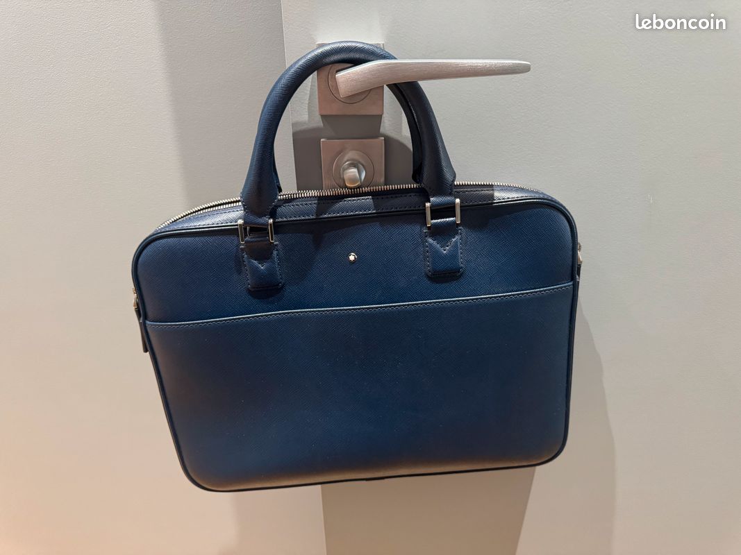 Mallette En Cuir Bleu Marine CIU - Serviette à Rabat Vintage, Occasion Très Bon état