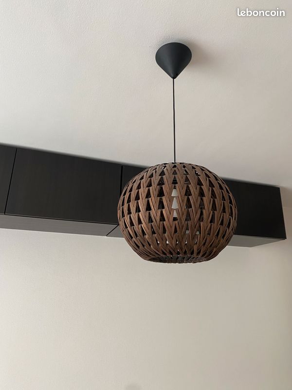 Suspension en rotin marron chocolat (image 1)