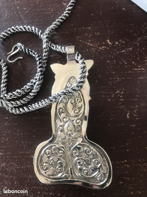Pendentif Traditionnel Bougalaa En Argent Massif - Ancien