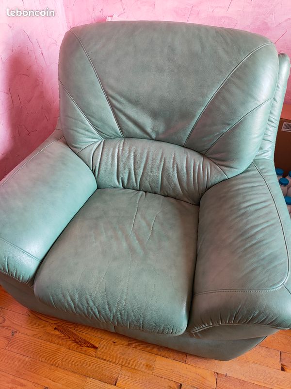 2 fauteuils cuir verts (image 2)