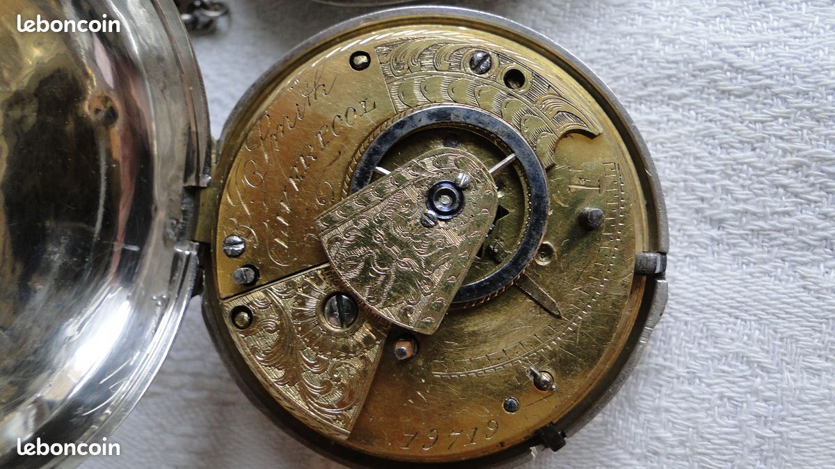 Montre De Gousset Ancienne Mécanique à Coq - Boîtier En Argent - Chiffres Romains - Suisse 19ème Siècle - Pour Collection Ou Réparation