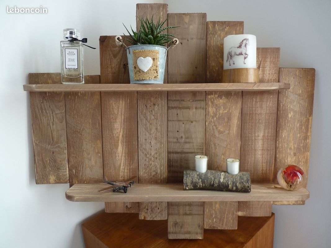 étagère, campagne, murale, bois, pin, palettes, recyclés, décoration, loft, vintage (image 1)
