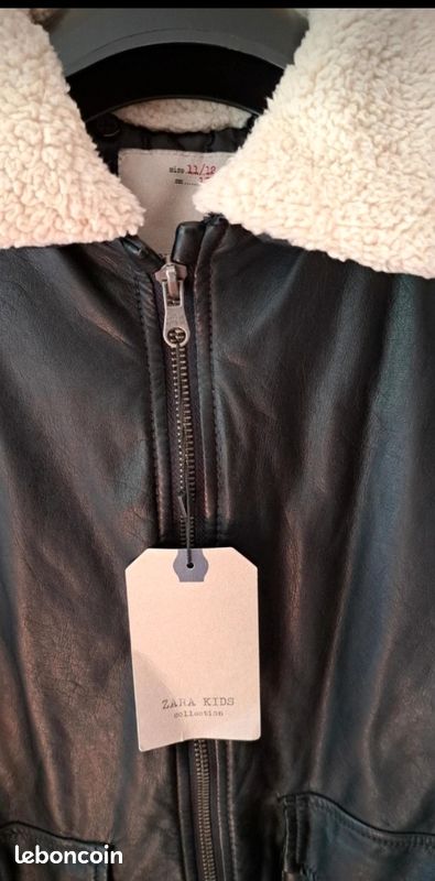Veste Pilots Pour Enfants Zara - Noire, Simili Cuir, Neuve Avec étiquettes