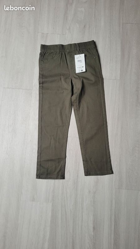 Pantalon Toile épaisse Kaki BCBG MAXAZRIA - Taille 37 FR (tour De Taille 38cm) - 98% Coton - Occasion Très Bon état