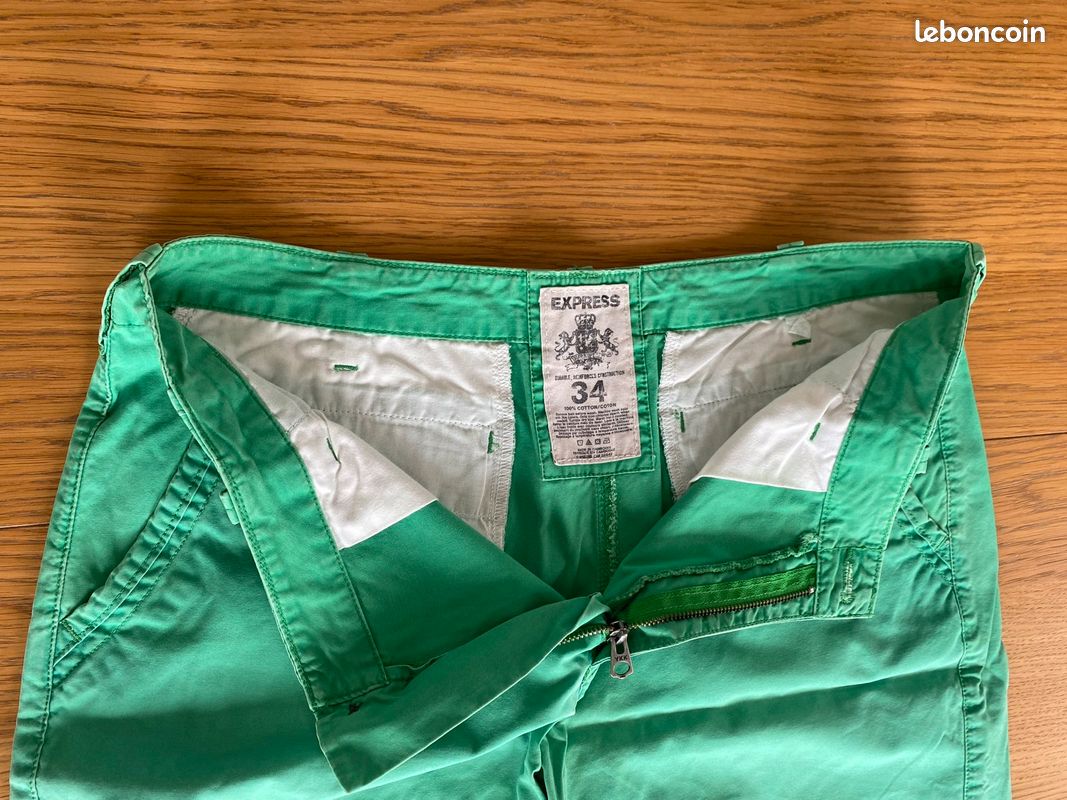 Bermuda homme Express vert TBE taille 34 (image 4)