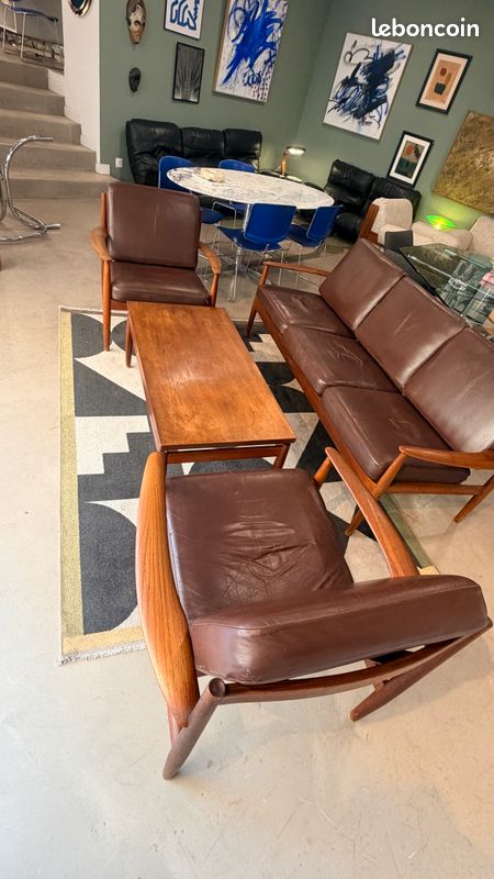 Ensemble Canapé Fauteuil et table basse Scandinave (image 2)