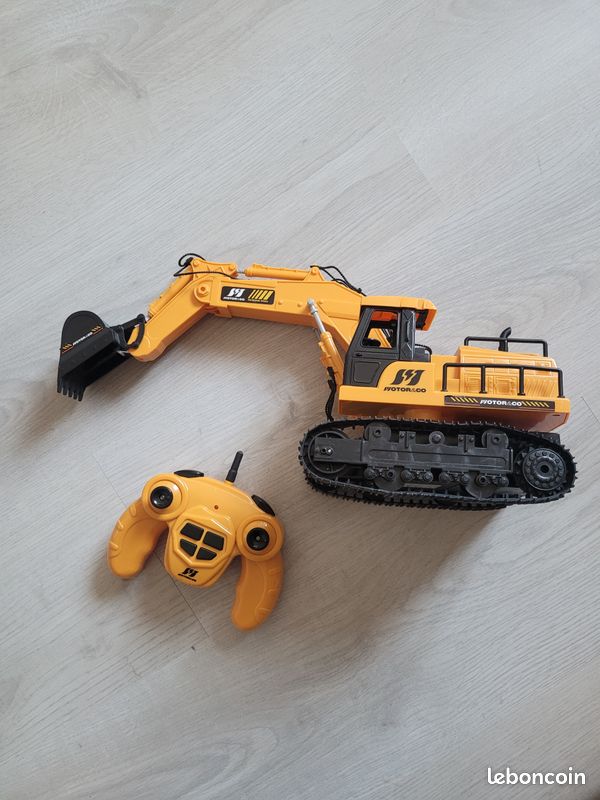 Pelleteuse Télécommandée 2,4 GHz Pour Enfants 3-9 Ans – Godet Métallique, LED, Chenilles Souples, Jouet Chantier Intérieur/extérieur