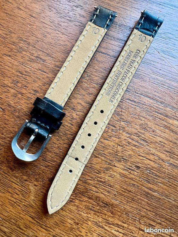 Bracelet Imitation Crocodile Gris 10 Mm - Neuf De Stock Des Années 80, Pour Femme