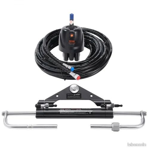 VEVOR Kit Direction Hydraulique Hors-bord SS13712 Câble 3,36m + Volant 34,3cm - Système Direction Marin Bateau