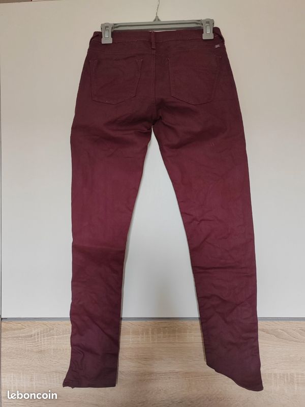 Pantalon slim bordeaux Teddy Smith-Taille 38(W28).bon (image 4)