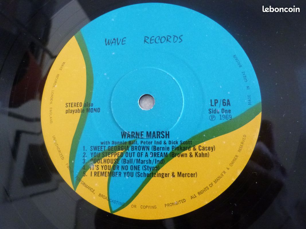 JAZZ Vinyle LP 33T Warne Marsh – Release Record Send Tape - UK 1969 (image 6)