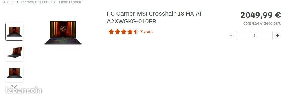 Ordinateur portable MSI 18 pouces AZERTY (image 4)