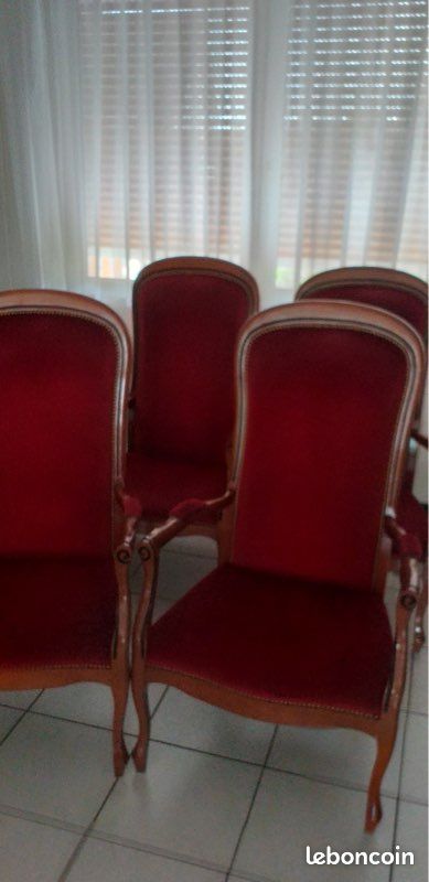 Fauteuil Voltaire avec revêtement en velours Bordeaux (image 6)