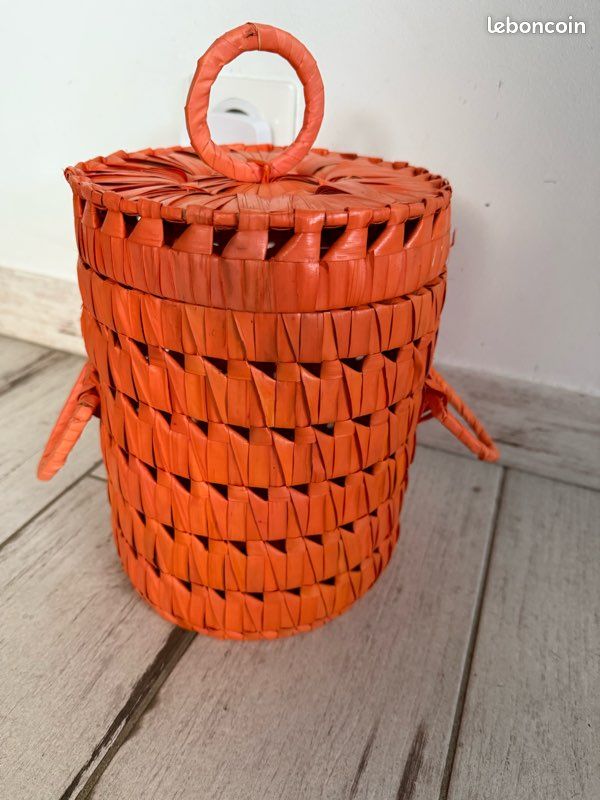 Panier de rangement bambou orange neuf (image 1)