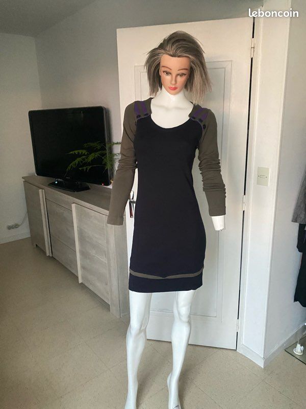 Robe Marithe François Girbaud Bleue - Taille 34, Style évasé Asymétrique, Occasion Très Bon état