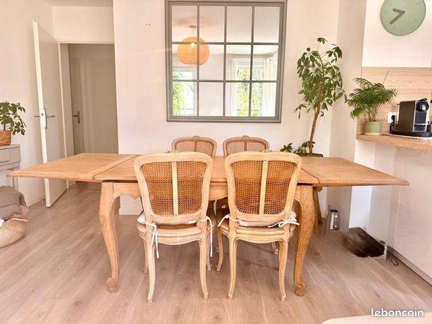 Table de ferme ancienne en chêne massif 1900 avec 2 tiroirs -1m65